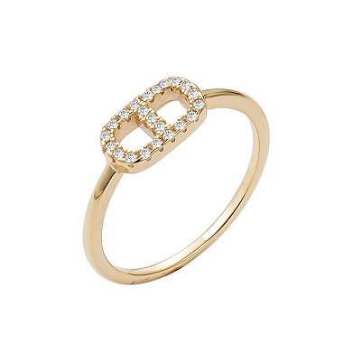 Adornia 14k Gold Flash Plated Over Sterling Silver Cubic Zirconia Mariner Link Ring