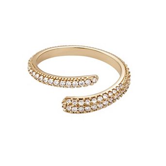 Adornia 14k Gold Flash Plated Cubic Zirconia Overlapping Band Rings