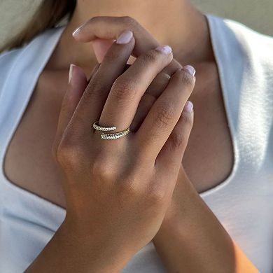 Adornia 14k Gold Flash Plated Cubic Zirconia Overlapping Band Rings
