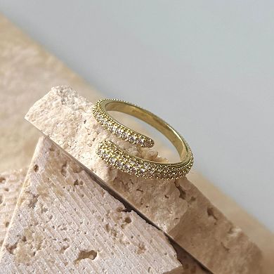 Adornia 14k Gold Flash Plated Cubic Zirconia Overlapping Band Rings