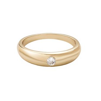 Adornia 14k Gold Flash Plated Crystal Chubby Band Ring