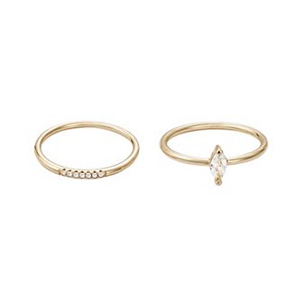 Adornia 14k Gold Flash Plated Cubic Zirconia Marquis Ring Set