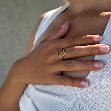Adornia 14k Gold Plated Hammered Open Heart Ring