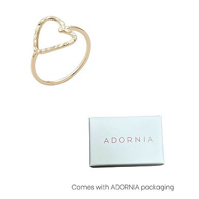 Adornia 14k Gold Plated Hammered Open Heart Ring