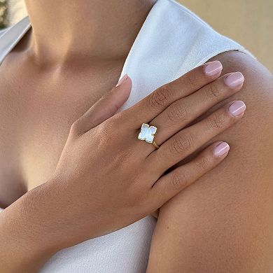 Adornia 14k Gold Flash Plated Mother of Pearl Flower Ring