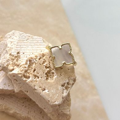 Adornia 14k Gold Flash Plated Mother of Pearl Flower Ring