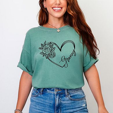 Simply Sage Market Granny Heart Outline Garment Dyed Tee