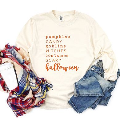 Simply Sage Market Halloween Words Garment Dyed Long Sleeve