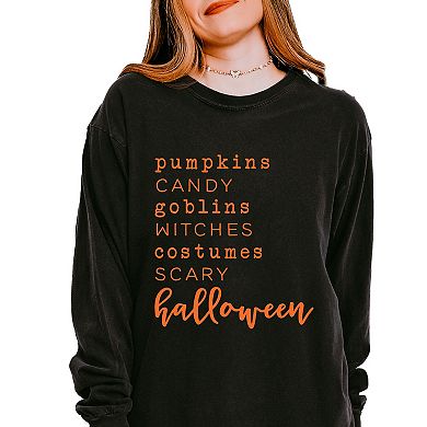 Simply Sage Market Halloween Words Garment Dyed Long Sleeve