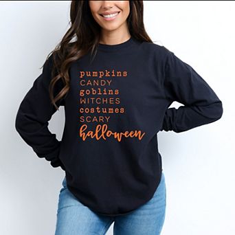 Simply Sage Market Halloween Words Garment Dyed Long Sleeve