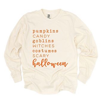 Simply Sage Market Halloween Words Garment Dyed Long Sleeve