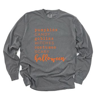 Simply Sage Market Halloween Words Garment Dyed Long Sleeve
