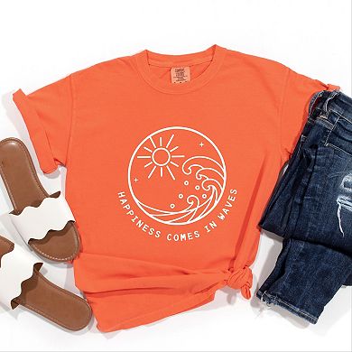 Simply Sage Market Happiness Comes In Waves Circle Garment Dyed Tee