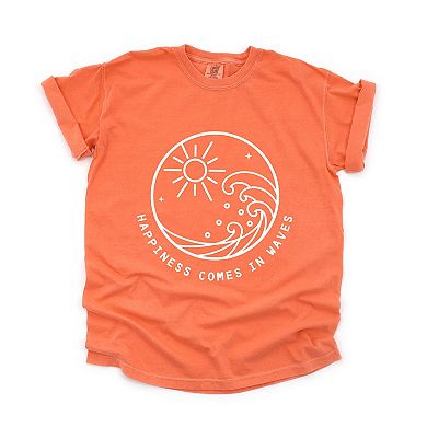 Simply Sage Market Happiness Comes In Waves Circle Garment Dyed Tee