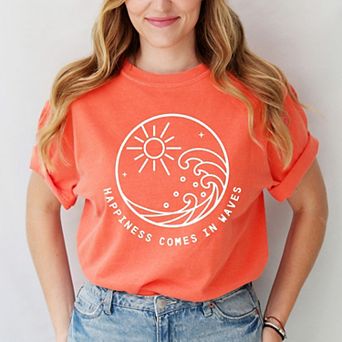 Simply Sage Market Happiness Comes In Waves Circle Garment Dyed Tee