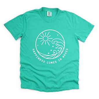 Simply Sage Market Happiness Comes In Waves Circle Garment Dyed Tee
