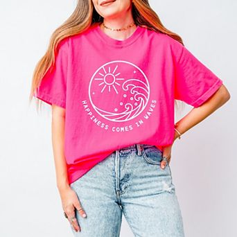 Simply Sage Market Happiness Comes In Waves Circle Garment Dyed Tee