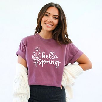 Simply Sage Market Hello Spring Flowers Garment Dyed Tee