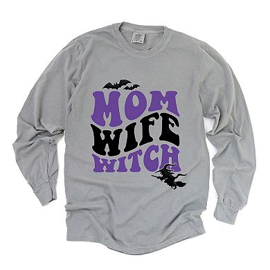 Simply Sage Market Mom Wife Witch Colorful Puff Print Garment Dyed Long Sleeve