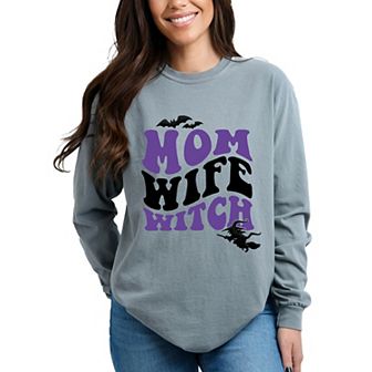 Simply Sage Market Mom Wife Witch Colorful Puff Print Garment Dyed Long Sleeve