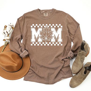 Mom Fall Leaf - Women's Garment Dyed Long Sleeve Graphic T-Shirt