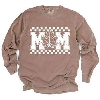 Mom Fall Leaf - Women's Garment Dyed Long Sleeve Graphic T-Shirt