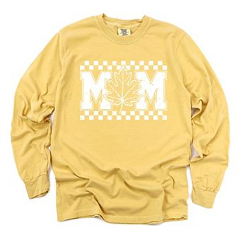 Mom Fall Leaf - Women's Garment Dyed Long Sleeve Graphic T-Shirt