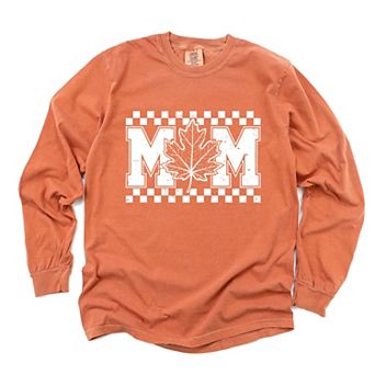 Mom Fall Leaf - Women's Garment Dyed Long Sleeve Graphic T-Shirt