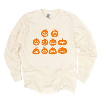 Simply Sage Market Halloween Pumpkin Faces Garment Dyed Long Sleeve