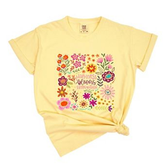 Simply Sage Market Happiness Blooms From Within Garment Dyed Tee