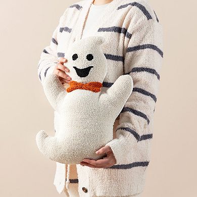 Glitzhome 18"H Hooked Ghost Shaped Pillow, Halloween Decorative Pillow