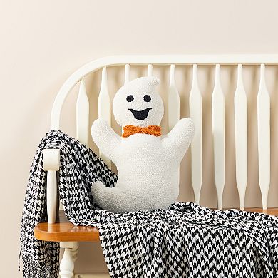 Glitzhome 18"H Hooked Ghost Shaped Pillow, Halloween Decorative Pillow