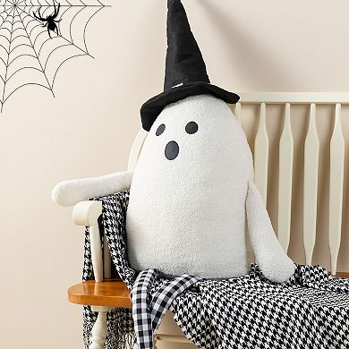 Glitzhome 65.25"H Oversized Ghost Sitter Porch Decor, Lighted Fabric Halloween Decor