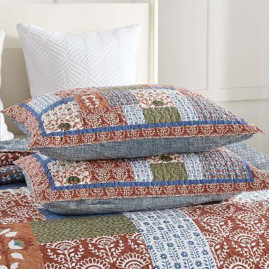 MarCielo 3-Pieces Floral Patchwork Pattern Quilt Bedspread Set