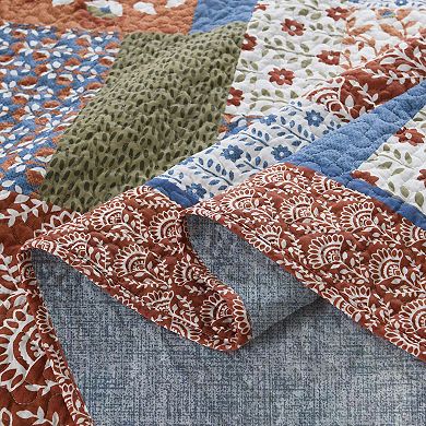 MarCielo 3-Pieces Floral Patchwork Pattern Quilt Bedspread Set