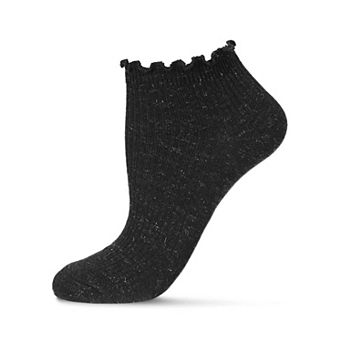 Sparkle Rib Scalloped Cuff Low Cut Socks