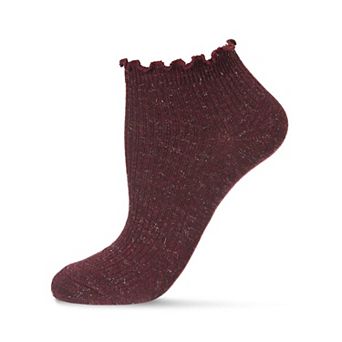Sparkle Rib Scalloped Cuff Low Cut Socks