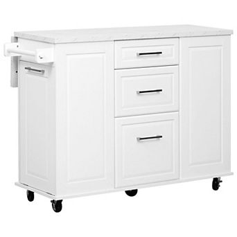 Merax 50.7" Kitchen Island with Storage Tilt Trash Can Cabinet and Pull Out Cabinet Organizer