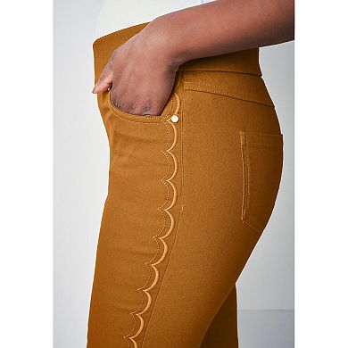 Jessica London Women's Plus Size Comfort Waist Scalloped Ankle Jean