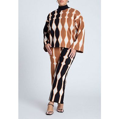 ELOQUII Women's Plus Size Mock Neck Intarsia Sweater