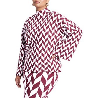 ELOQUII Women's Plus Size Mock Neck Intarsia Sweater