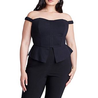 ELOQUII Women's Plus Size Off The Shoulder Peplum Top