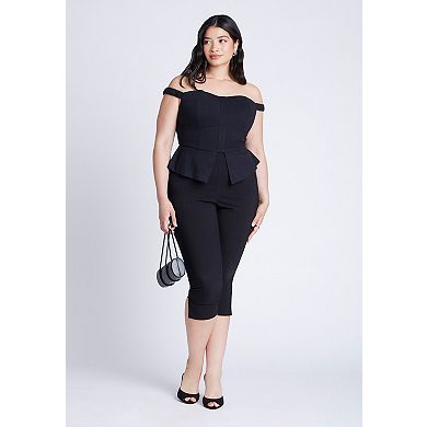 ELOQUII Women's Plus Size Off The Shoulder Peplum Top