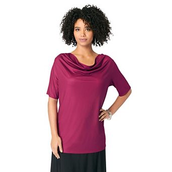 Roaman's Women's Plus Size Cowl Neck Knit Top