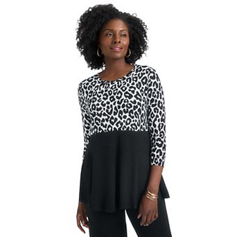 Jessica London Women's Plus Size Printed Yoke Trapeze Tee