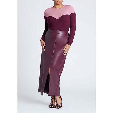 ELOQUII Women's Plus Size Sweetheart Colorblock Sweater