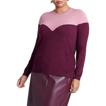 ELOQUII Women's Plus Size Sweetheart Colorblock Sweater