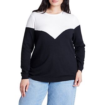 ELOQUII Women's Plus Size Sweetheart Colorblock Sweater