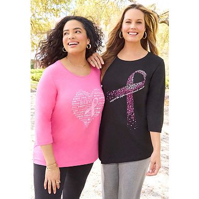 Catherines Women's Plus Size Scoopneck Breast Cancer Awareness Tee