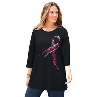 Catherines Women's Plus Size Scoopneck Breast Cancer Awareness Tee